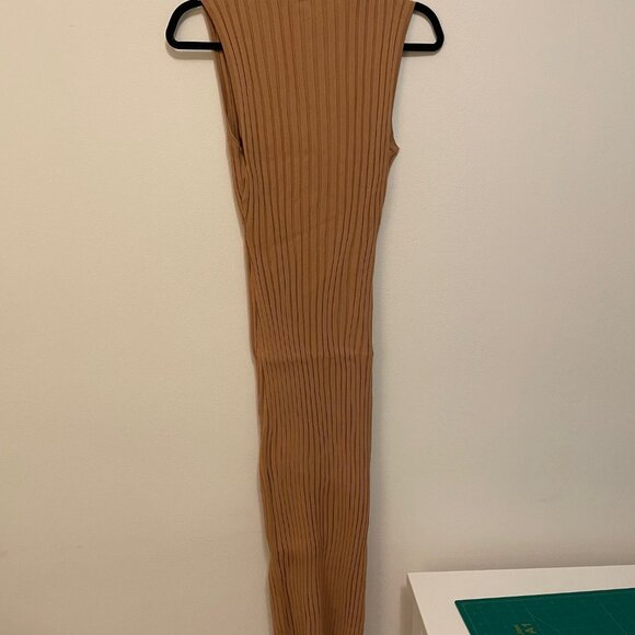 Acler Tan Sheath Dress Halter Neck Midi - Picture 2 of 4